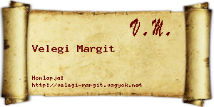 Velegi Margit névjegykártya